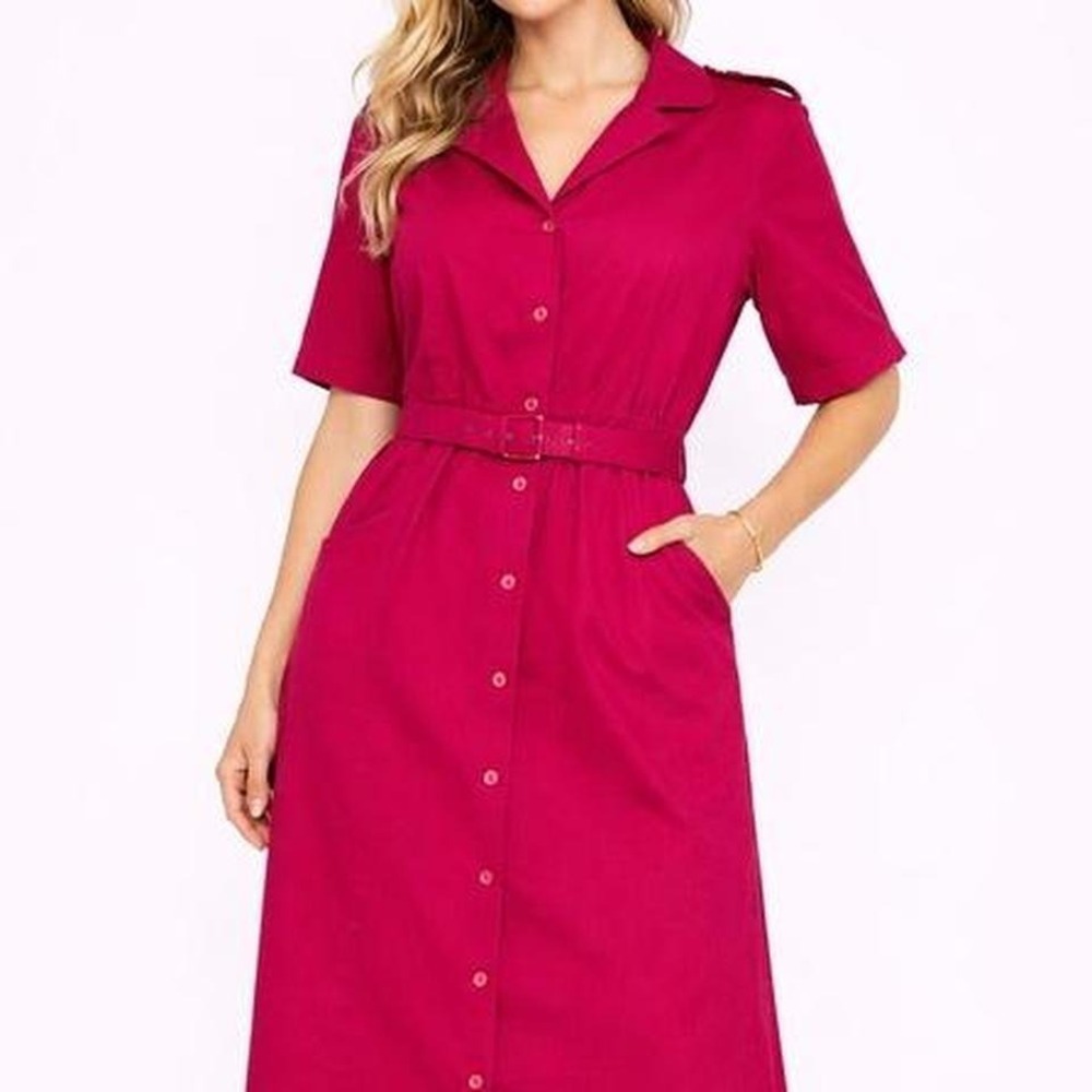 Wili California Vintage‎ 1980's Button-Front Belted T-shirt Dress